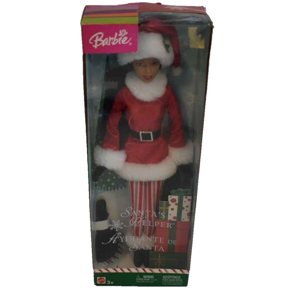 Barbie Santa's Helper Doll Bilingual African American 2004 Mattel B6272 38272
